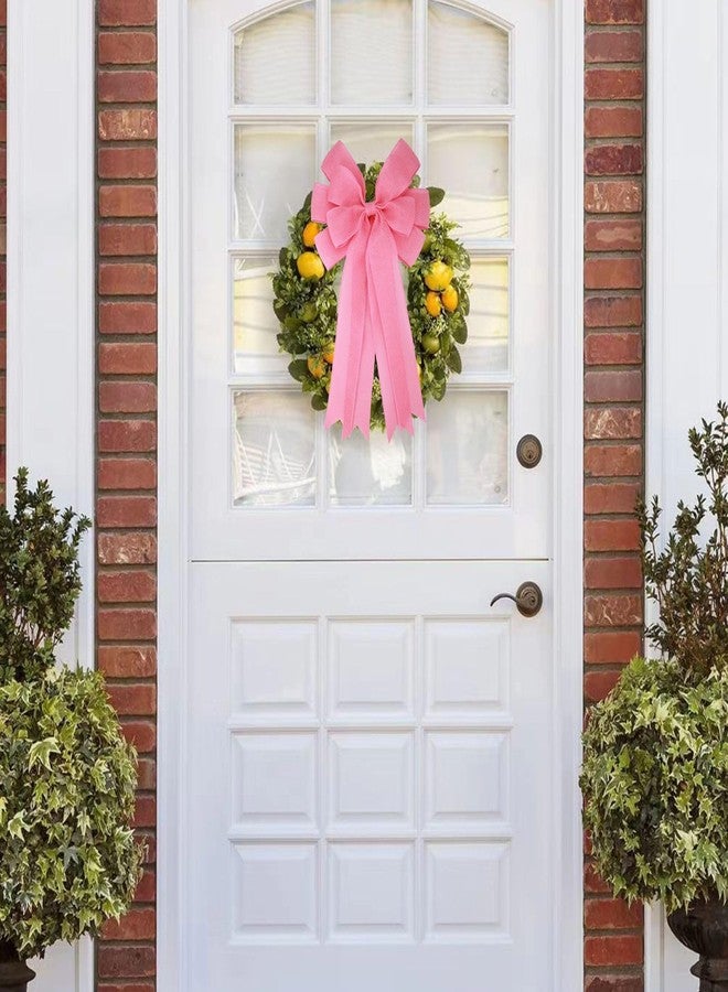 Meseey 2 Pcs 20 x 10 Inch Large Pink Burlap Bows Easter Wreaths Bow for Gift Wrapping Spring Tree Topper Front Door Home Decorations (Pink) - Image 4